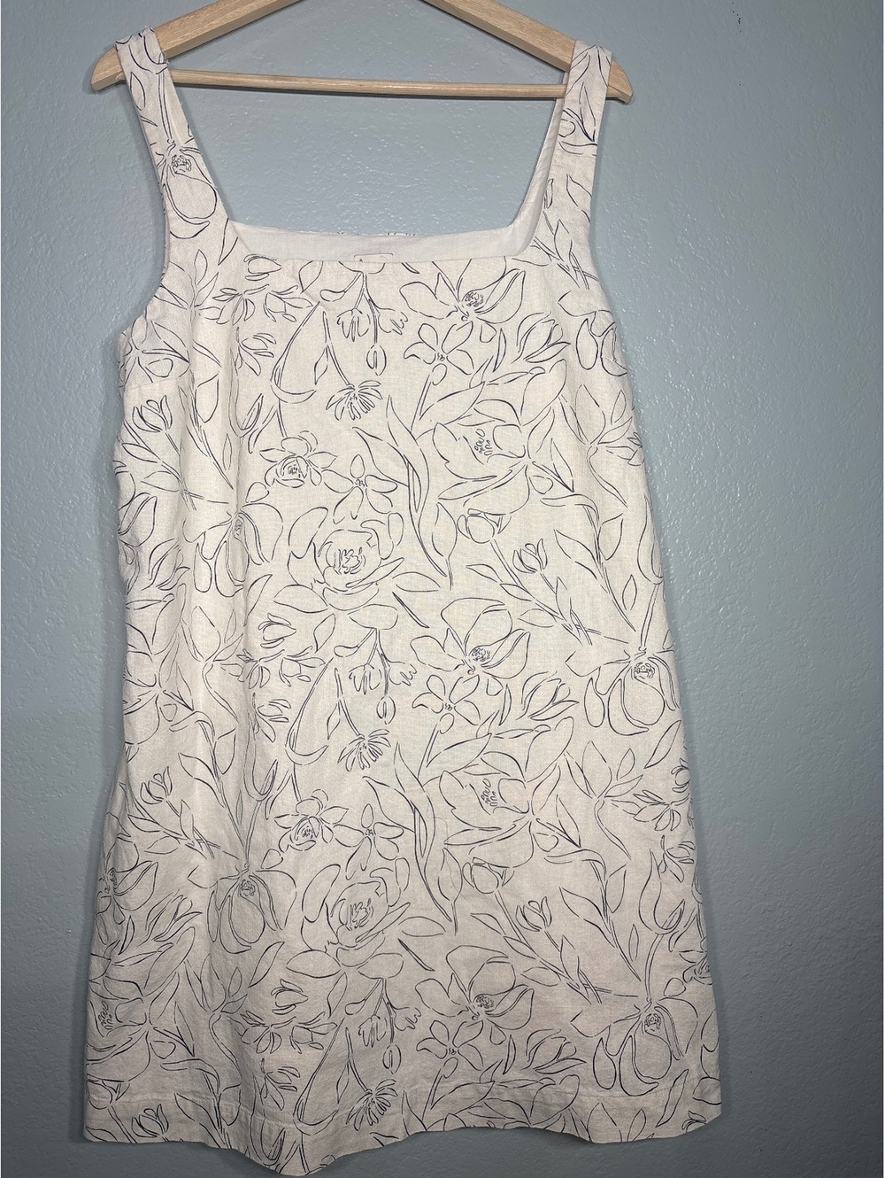 Linen shift dress floral neutral clean girl scandi art teacher a new day, L
